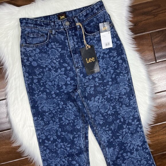 Lee x Free People‎ Women's Size 27 Floral Print High Waisted Flare Denim Jeans - Picture 2 of 9